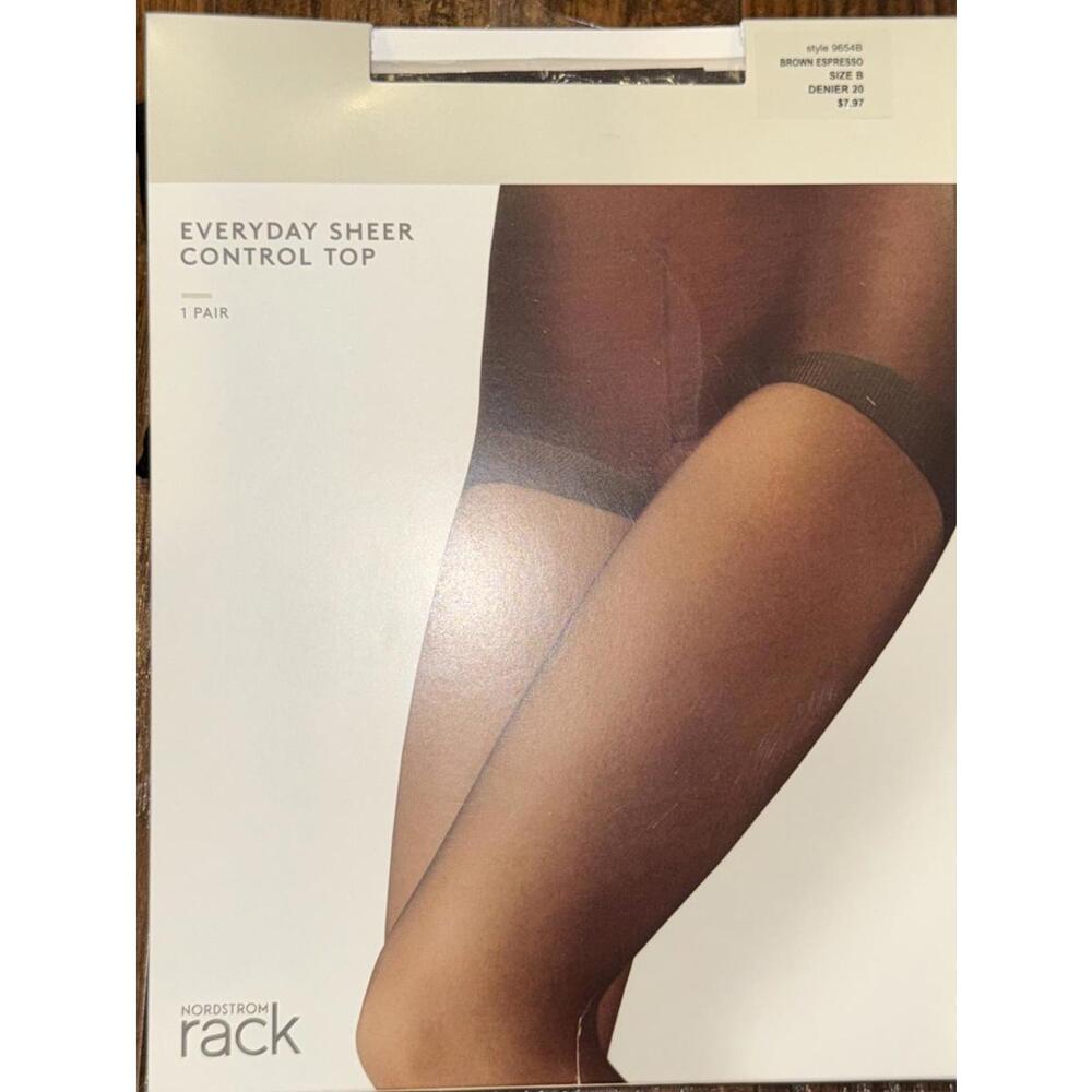 Nordstrom Rack Pantyhose Everyday Sheer Control Top Jet Black  Size B